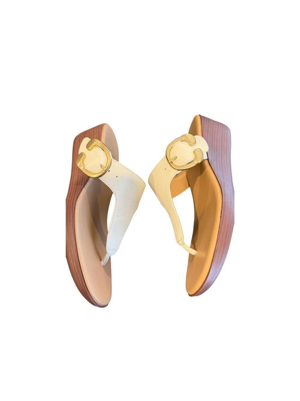 Aerosoles Izola Wedge Sandals Gold Buckle size 8.5 - Picture 3 of 10